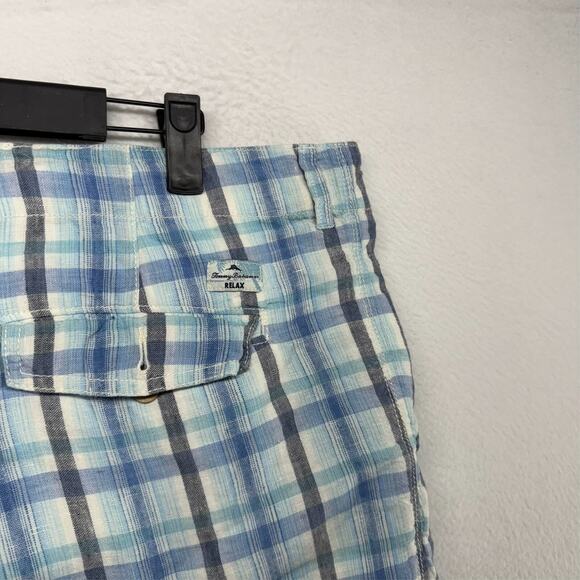 Tommy Bahama Shorts men's 38 Blue White Linen Chino Summer Cookout Vacation Golf - Picture 8 of 11